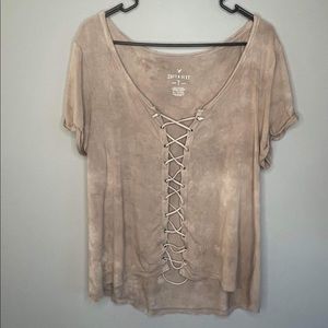 SOLD!!! - American Eagle Size XL Olive Soft and Sexy T-Shirt Lattice Front